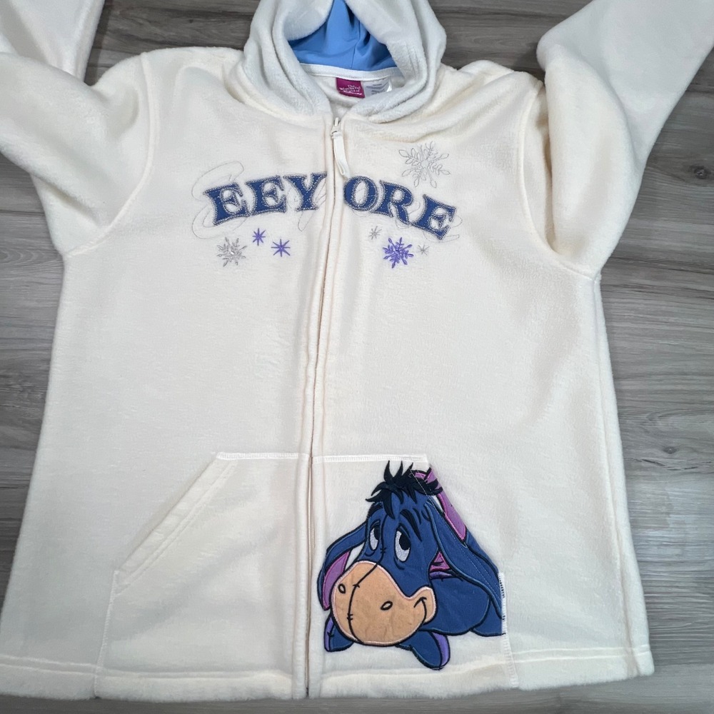Disney Eeyore Fleece Hoodie The Wonderful World of White Blue woman's L (11/12)‎ - Picture 6 of 10